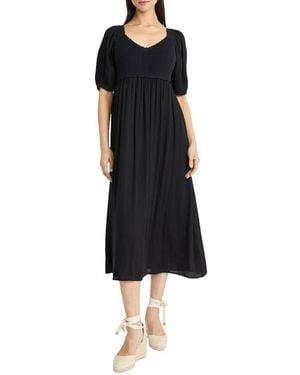 The Good Journey Mixed Media Midi Dress - Black