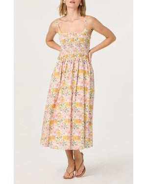Astr Floral Print A-Line Dress - Natural