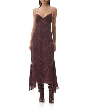 AFRM Christina Paisley Empire Waist Chiffon Maxi Dress - Purple