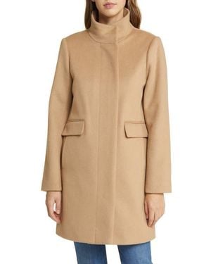 Sam Edelman Longline Wool Blend Coat - Natural