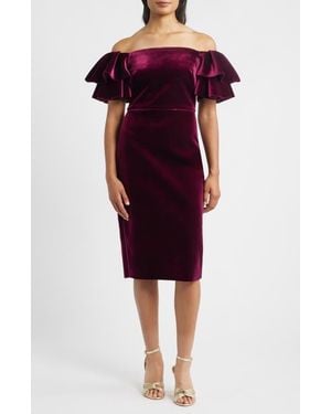Eliza J Off The Shoulder Ruffle Cocktail Dress - Red