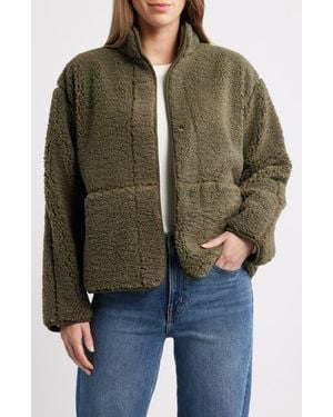 Caslon Faux Shearling Jacket - Green