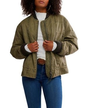 Free People Jax Washed Bomber Jacket - Green