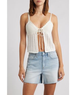 PacSun Leena Open Stitch Tie Front Cotton Camisole - Blue