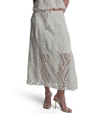 DKNY Crochet Leaf Midi Skirt - Gray