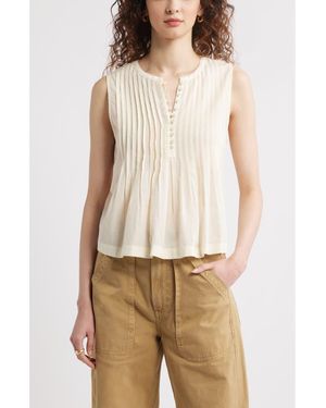 Treasure & Bond Pintuck Cotton Blend Tank - Natural