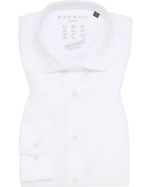 Eterna Slim Fit Peformance Button-Up Shirt - White