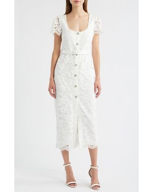 Likely Dilana Belted Lace Dress - White