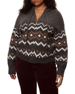 Sanctuary Fair Isle Zip-Up Sweater Hoodie - Black