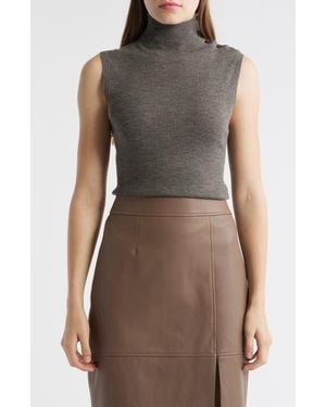 BOSS Fermesi Sleeveless Mock Neck Sweater - Brown