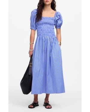 chinese dress ladies Madewell Women's Smocked Tie Strap Midi Dress, Blue Ditsy, 10 at Amazon  Women's Clothing store