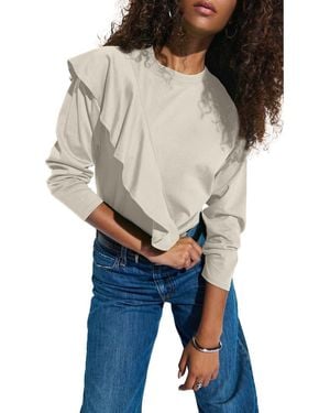 Nation Ltd Farrah Ruffle Long Sleeve Top - Natural