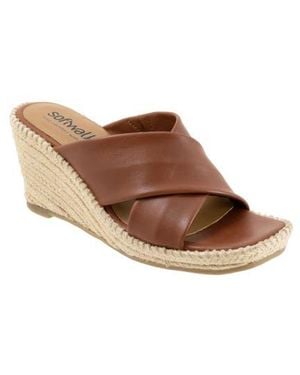 Softwalk Hastings Espadrille Platform Wedge Slide Sandal - Brown