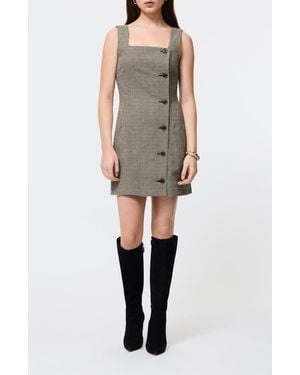 French Connection Houndstooth Sleeveless Button Front Minidress - Natural