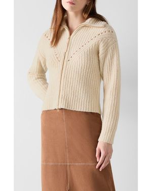 LK Bennett Shea Merino Wool Blend Zip-Up Cardigan - Natural