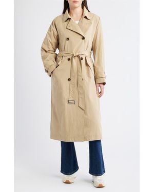 Bernardo Long Double Breasted Trench Coat - Natural