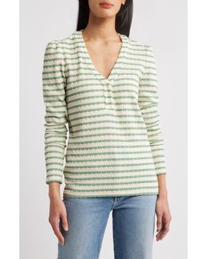 Gibsonlook The Amelia Stripe Henley Top - Green