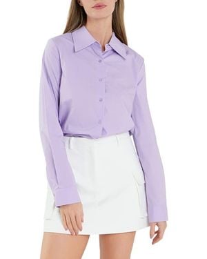 English Factory Accent Collar Poplin Shirt - Purple
