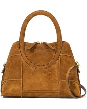 STAUD Mini Naomi Suede Satchel - Brown