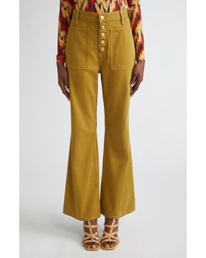 Ulla Johnson The Lou Button Fly Flare Jeans - Yellow