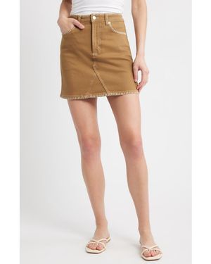 Rails Laurel Embroidered Stitch Denim Miniskirt - Natural