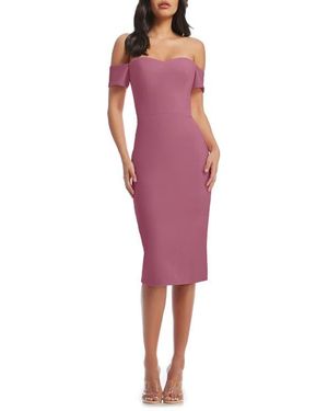 white christmas dresses HACCHIC Couture Vivian Black Off-Shoulder Pencil Midi Dress main image 1