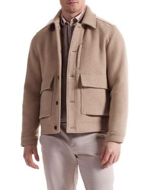 Bugatchi Tweed Jacket With Removable Quilted Vest - Brown