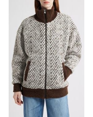 Bernardo Chevron Knit Jacket - Gray