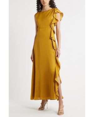 Chelsea28 Asymmetric Ruffle A-Line Dress - Yellow