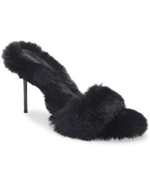 Jeffrey Campbell Big Mama Faux Fur Sandal - Black