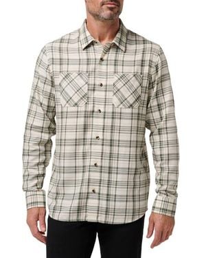 Travis Mathew Cloud Plaid Flannel Button-Up Shirt - Gray