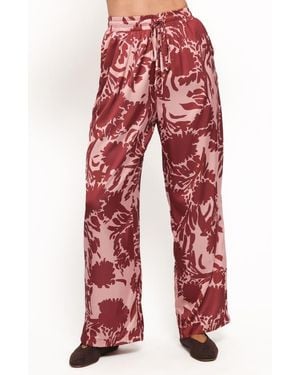 Petal & Pup Elysia Floral Print Wide-Leg Pants - Red