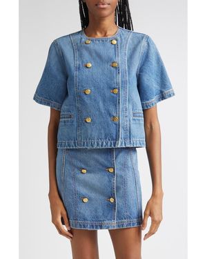 Ulla Johnson The Serge Double Breasted Denim Shirt - Blue