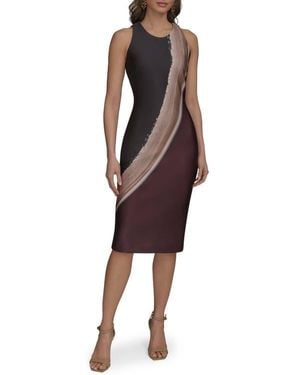 Donna Karan Placed Print Sleeveless Sheath Dress - Multicolor