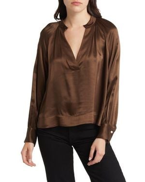 Rails Wynna Satin Popover Blouse - Brown