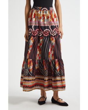 MILLE Paola Floral Print Tie Waist Maxi Skirt - Multicolor