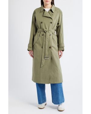 Bernardo Long Double Breasted Trench Coat - Green