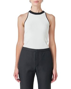 Endless Rose Contrast Detail Sleeveless Top - Black