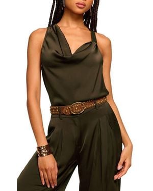 Ramy Brook Zoe Cowl Neck Sleeveless Satin Top - Black