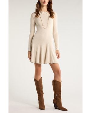 Treasure & Bond Long Sleeve Fit & Flare Minidress - Natural