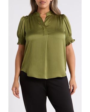 Anne Klein Crinkled Satin Top - Green