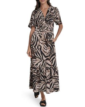 DKNY V-Neck Maxi Dress - White