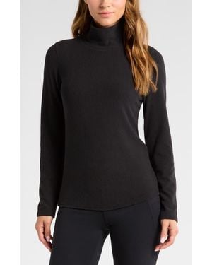 Zella Cozy Rib Mock Neck Top - Black
