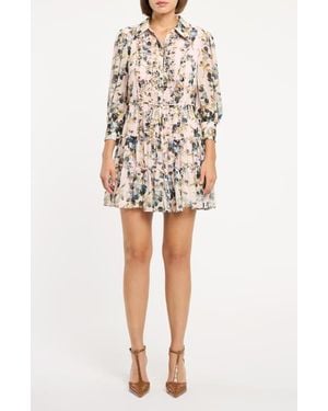 Cinq À Sept Rhys Trailing Iris Long Sleeve Minidress - Multicolor