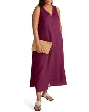 UNIVERSAL STANDARD Islet Linen Blend Maxi Dress - Red