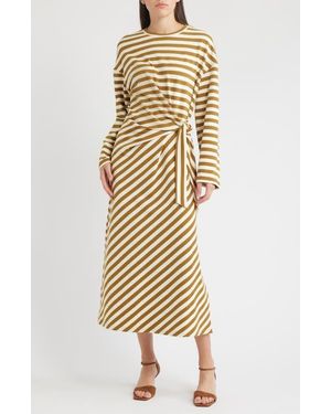 FRNCH Fenouil Directional Stripe Long Sleeve Dress - Natural
