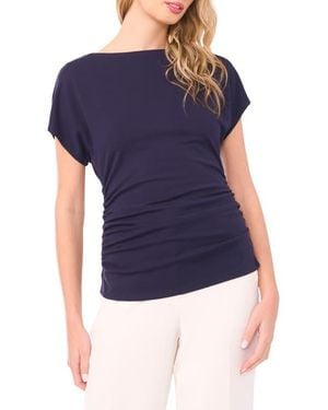 Halogen® Shirred Dolman Short Sleeve Ponte Top - Blue