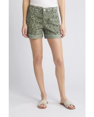 Wit & Wisdom Print Patch Pocket High Waist Twill Shorts - Green