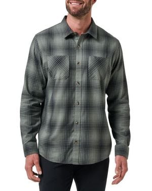 Travis Mathew Cloud Plaid Flannel Button-Up Shirt - Gray