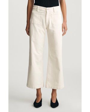 Mavi Paloma Marine Patch Pocket Ankle Wide Leg Corduroy Pants - White